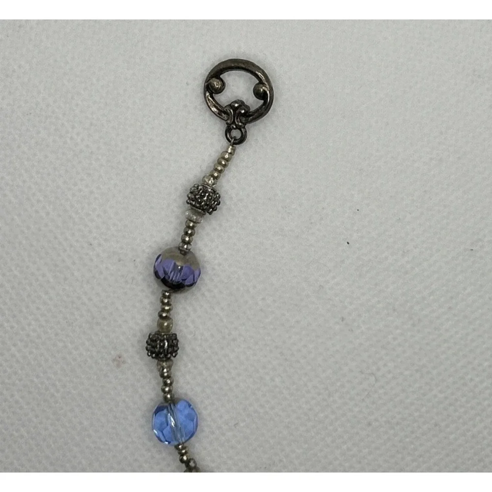 Blue Purple  Faceted Glass Beaded‎ Bracelet Toggle Clasp Vtg StyIe 7.75 in